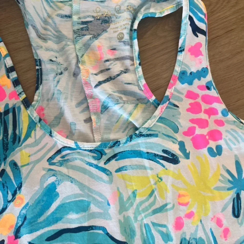 LILLY PULITZER Melle Trapeze Dress Serene Blue Tippy Top Racerback cotton XXS - Picture 10 of 12